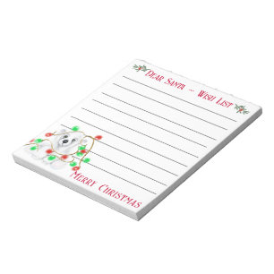 Christmas cute polar bear cub, Santa bear cub  Notepad