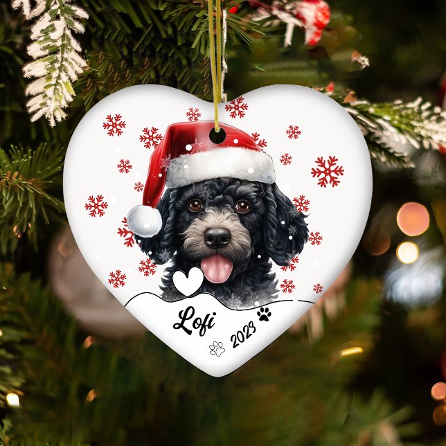 Christmas Cute Poodle Dog Personalised Ceramic Tree Decoration (Creator Uploaded)