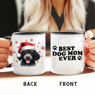 Christmas Cute Poodle Dog Personalised Mug