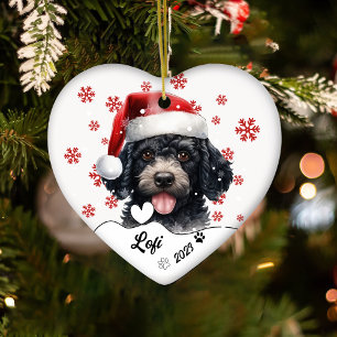 Christmas Cute Poodle Dog Personalized Ceramic Tree Decoration
