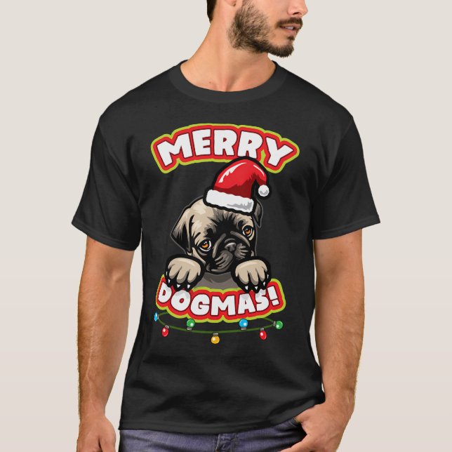 Christmas Cute Pug T-Shirt (Front)