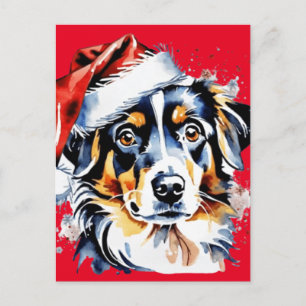 Christmas cute puppy holiday postcard