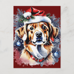 Christmas cute puppy postcard