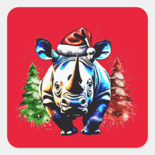 Christmas cute puppy square sticker