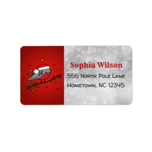 Christmas Cute Red Robin Bird Label