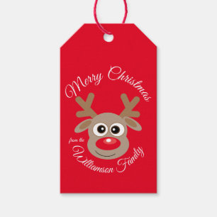 Christmas Cute Reindeer Cartoon Character Gift Tags