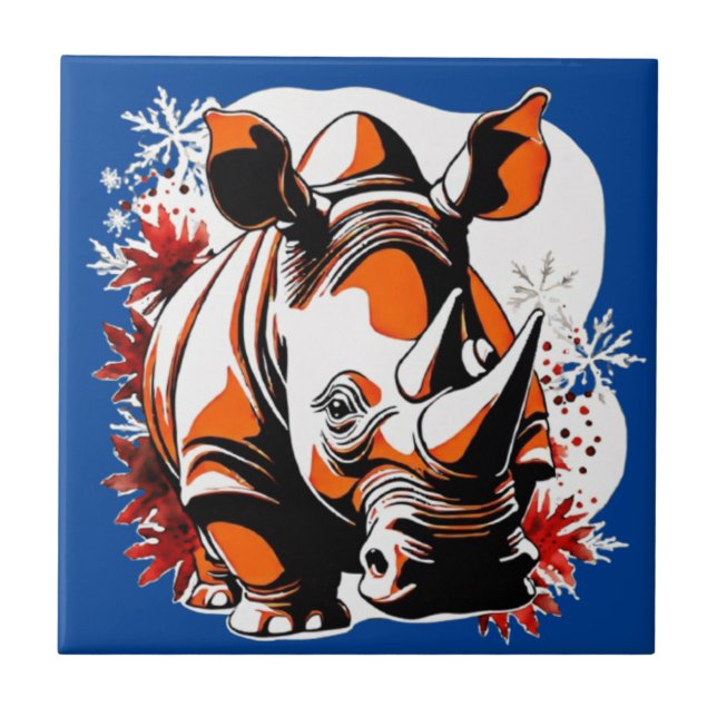 Christmas cute rhino tile (Front)