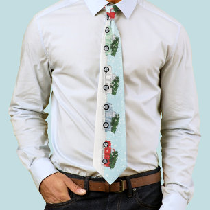 Christmas Cute Rustic Colourful Truck Snowflakes  Tie