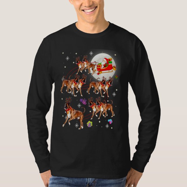 Christmas Cute Santa Claus Riding Boxer Xmas Pajam T-Shirt (Front)