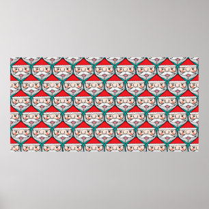 Christmas cute santa claus smile face seamless pat poster