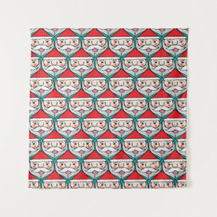 Christmas cute santa claus smile face seamless pat tapestry