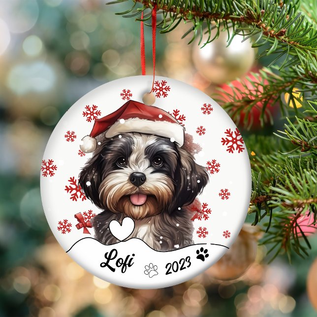 Christmas Cute Shih Tzu Dog Personalised Ceramic Tree Decoration (Creator Uploaded)