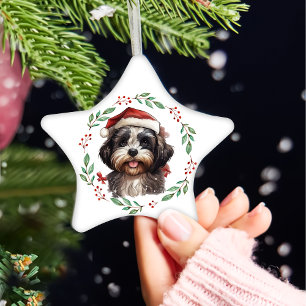 Christmas Cute Shih Tzu Dog Personalized Ceramic Tree Decoration