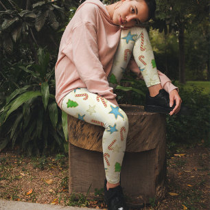 Christmas Cute Simple Whimsical Cookie Cutouts Leggings