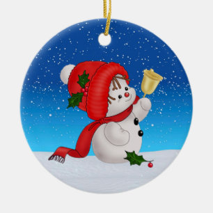 Christmas Cute Snowman Ceramic Ornament