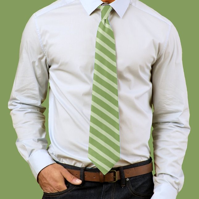 Christmas Cute Typography Whimsical Green Stripes Tie (Green striped mens neck tie)
