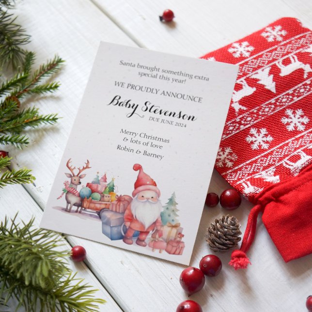 Christmas cute watercolor santa and reindeer holiday card (Creator Uploaded)