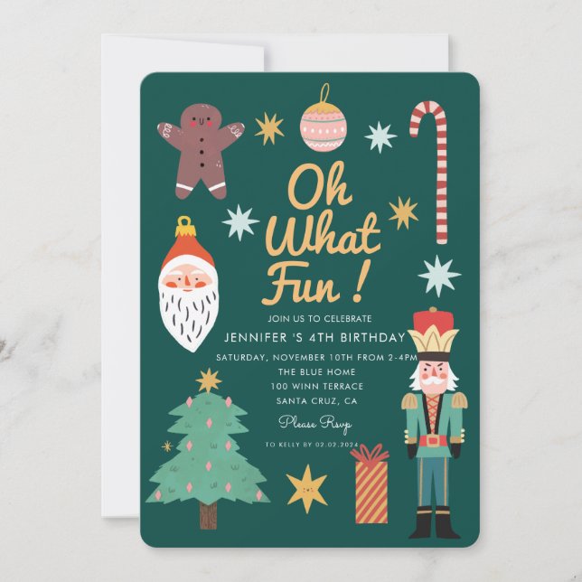 Christmas Cute What fun Whimsical birthday  Invitation (Front)