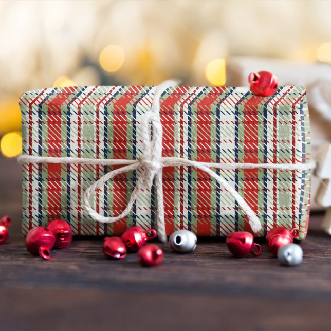 Christmas Cute Winter Red Green Plaid Pattern  Tissue Paper (Classic holiday red and green plaid tissue paper.)