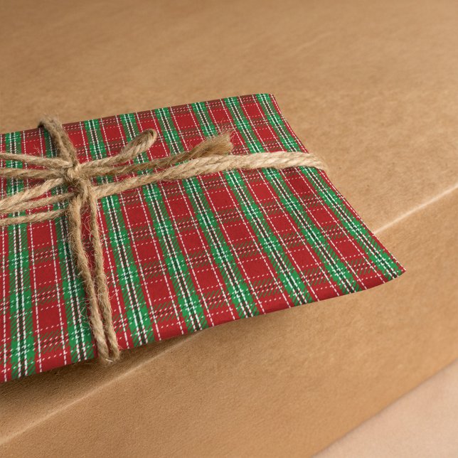 Christmas Cute Winter Red Green Plaid Pattern  Tissue Paper (Red and green plaid pattern tissue paper. )