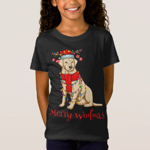 Christmas Cute Yellow Lab Dog Holiday Lights Merry T-Shirt