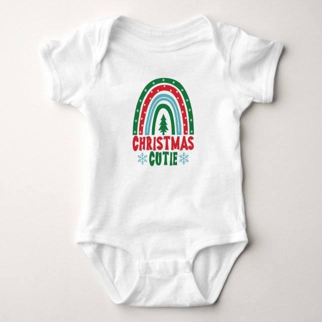 Christmas Cutie Baby Bodysuit Festive Rainbow  (Front)