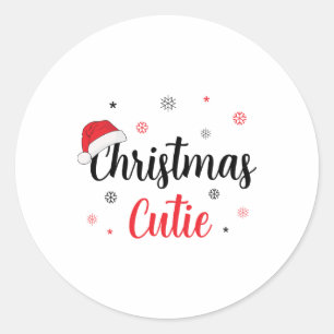 Christmas Cutie Santa Hat  Classic Round Sticker