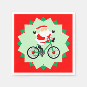 Christmas Cyclist Holiday Biking Party Napkin