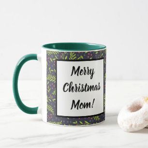 Christmas Cypress Snowflakes Berries Red Flowers Mug