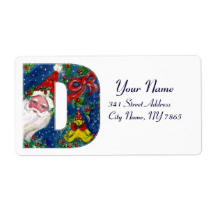 CHRISTMAS D LETTER / SANTA CLAUS WITH RED RIBBON