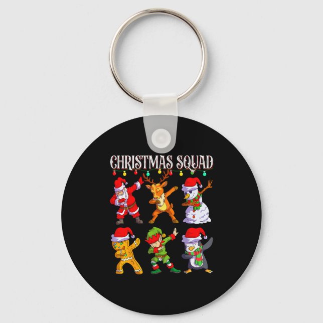 Christmas Dab Santa Friends Matching Family Christ Key Ring (Front)