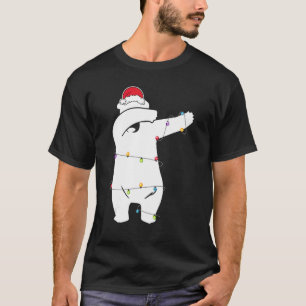 Christmas Dabbing Bear Lights Santa Hat For Kids B T-Shirt