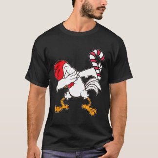 Christmas Dabbing Chicken Rooster Candy Cane Dance T-Shirt