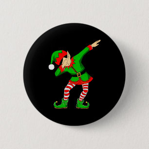 Christmas Dabbing Elf Santa Hat Boys Girls Kids Xm 6 Cm Round Badge