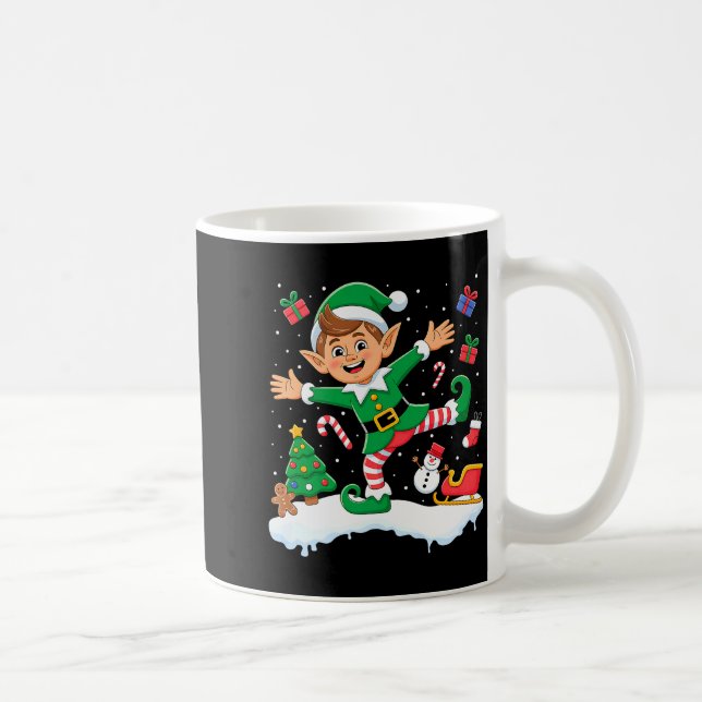 Christmas Dabbing Elf Tree Lights Boys Kids Dab Xm Coffee Mug (Right)