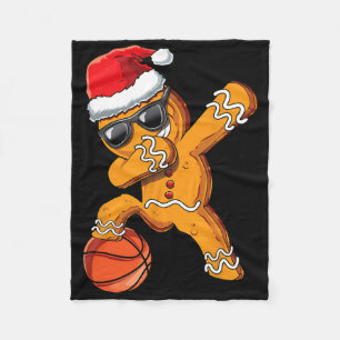 Christmas Dabbing Gingerbread Man Dab Cool Sketll Fleece Blanket