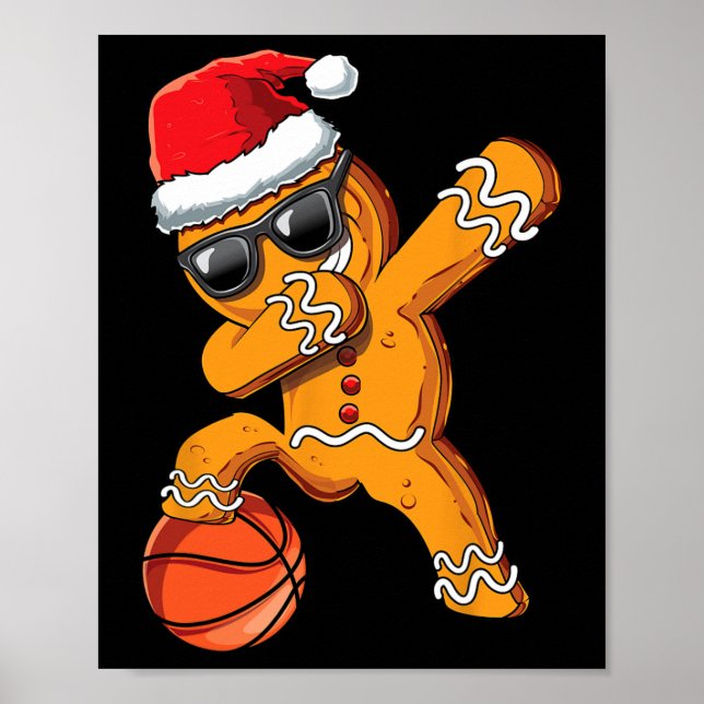 Christmas Dabbing Gingerbread Man Dab Cool Sketll  Poster (Front)