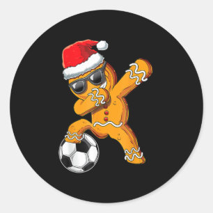 Christmas Dabbing Gingerbread Man Dab Soccer Footb Classic Round Sticker