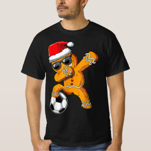 Christmas Dabbing Gingerbread Man Dab Soccer Footb T-Shirt
