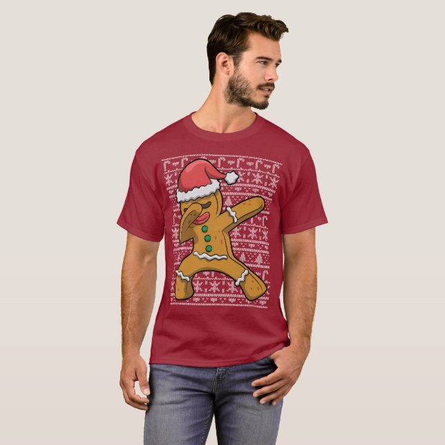 Christmas Dabbing Gingerbread Man T-Shirt (Front Full)