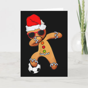 Christmas Dabbing Gingerbread Soccer Funny Xmas Me Card