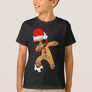 Christmas Dabbing Gingerbread Soccer Funny Xmas Me T-Shirt