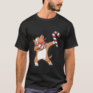Christmas Dabbing Pitbull Puppy Dog Candy Cane Dan T-Shirt