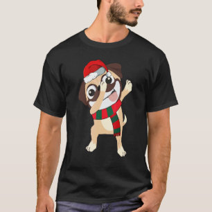 Christmas Dabbing Pug Dog Xmas Pajama Boys Kids T-Shirt