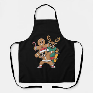 Christmas Dabbing Santa Bear Skate Reindeer Xmas Apron
