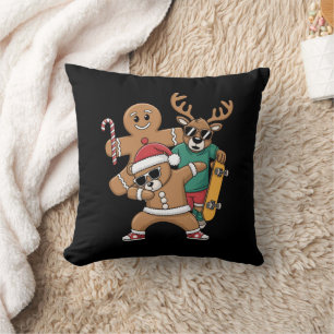 Christmas Dabbing Santa Bear Skate Reindeer Xmas  Cushion