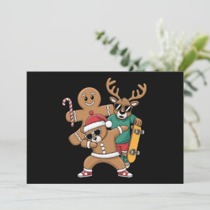 Christmas Dabbing Santa Bear Skate Reindeer Xmas  Holiday Card