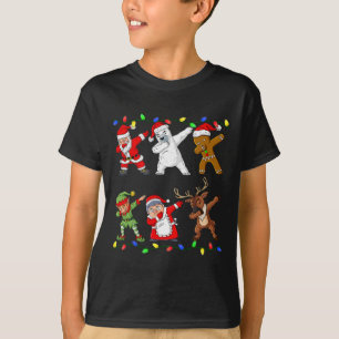 Christmas Dabbing Santa Elf And Friends Boys Kids  T-Shirt