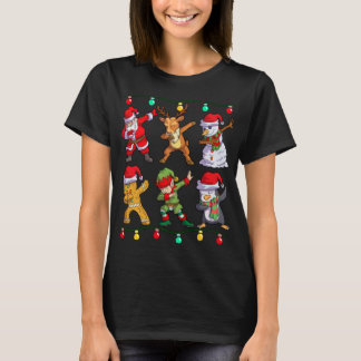 Christmas Dabbing Santa Elf Deer Friends Xmas T-Shirt