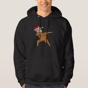 Christmas Dabbing Santa Llama Fleece Navidad Premi Hoodie